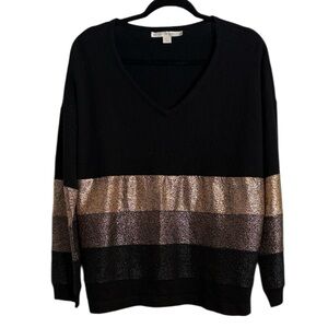 Boston Proper Colorblock Angora Blend V-Neck Sweater